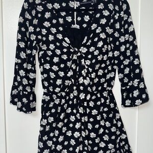 Abercrombie & Fitch Black Dress with White Floral Print